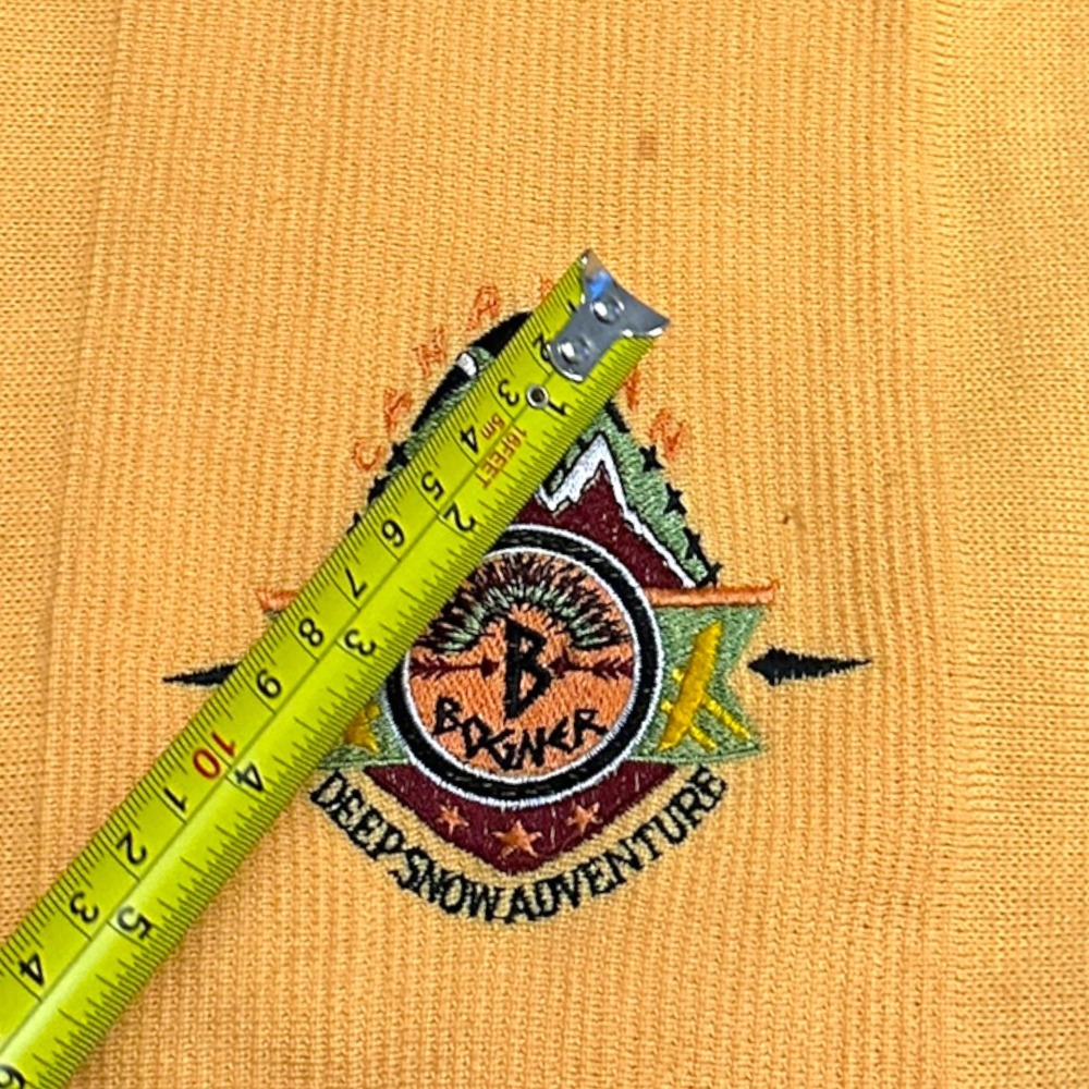 Vintage Bogner Yellow Wool Blend Sweater Embroidered Mock Neck Ski Men's M Ski - Picture 3 of 10